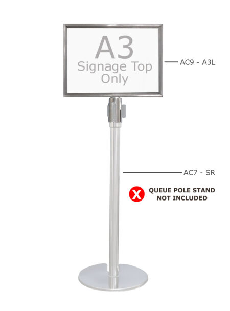 Queue Pole Signage (A3 Landscape) – Top Only AC9 - A3L