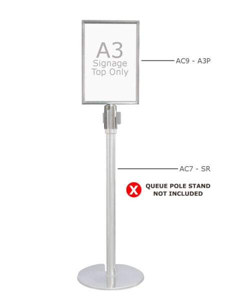 Queue Pole Signage (A3 Portait) – Top Only AC9 - A3P