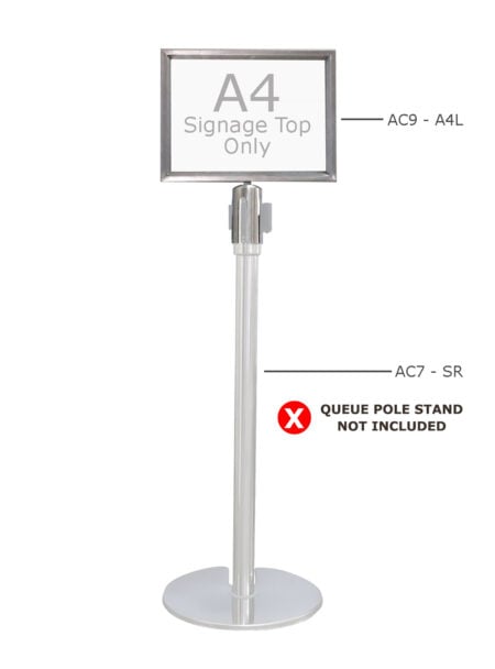 Queue Pole Signage (A4 Landscape) – Top Only AC9 - A4L