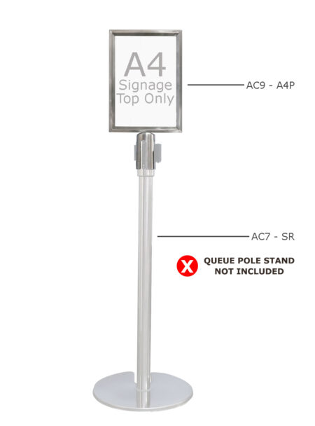 Queue Pole Signage (A4 Portiat) – Top Only AC9 - A4P