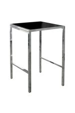 BARCELONA SQUARE BAR TABLE SILVER - BLACK TOP (BT3 - BSB)