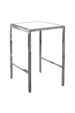 BARCELONA SQUARE BAR TABLE SILVER - WHITE TOP (BT3 - BSW)