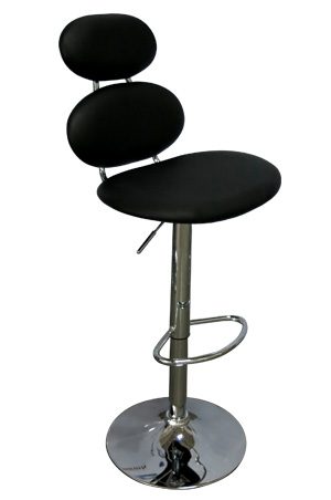 a black marshmallow barstool with a chrome base