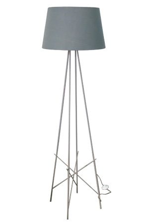 a replica ray floor lamp with a grey shade