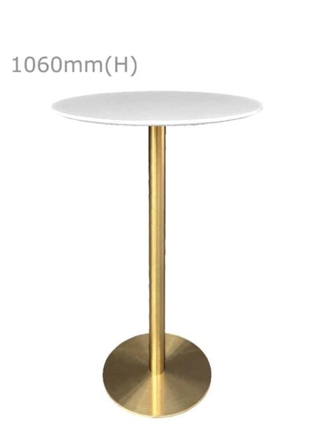 VALO BAR TABLE - GOLD & ROUND TOP - WHITE (BT2 - G - RW)