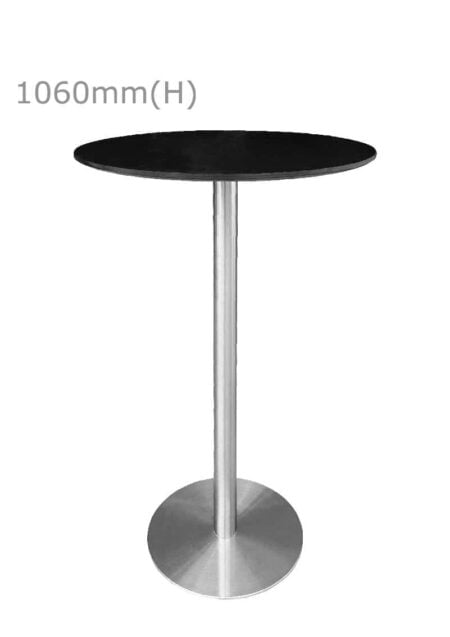 VALO BAR TABLE - SILVER & ROUND TOP - BLACK (BT2 - S - RB)