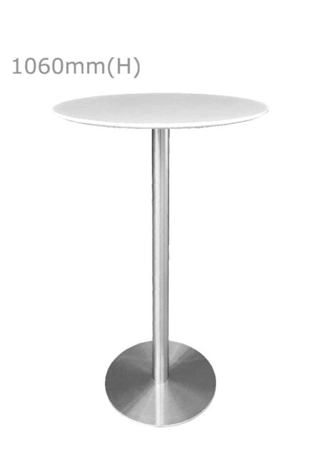 VALO BAR TABLE - SILVER & ROUND TOP - WHITE (BT2 - S - RW)