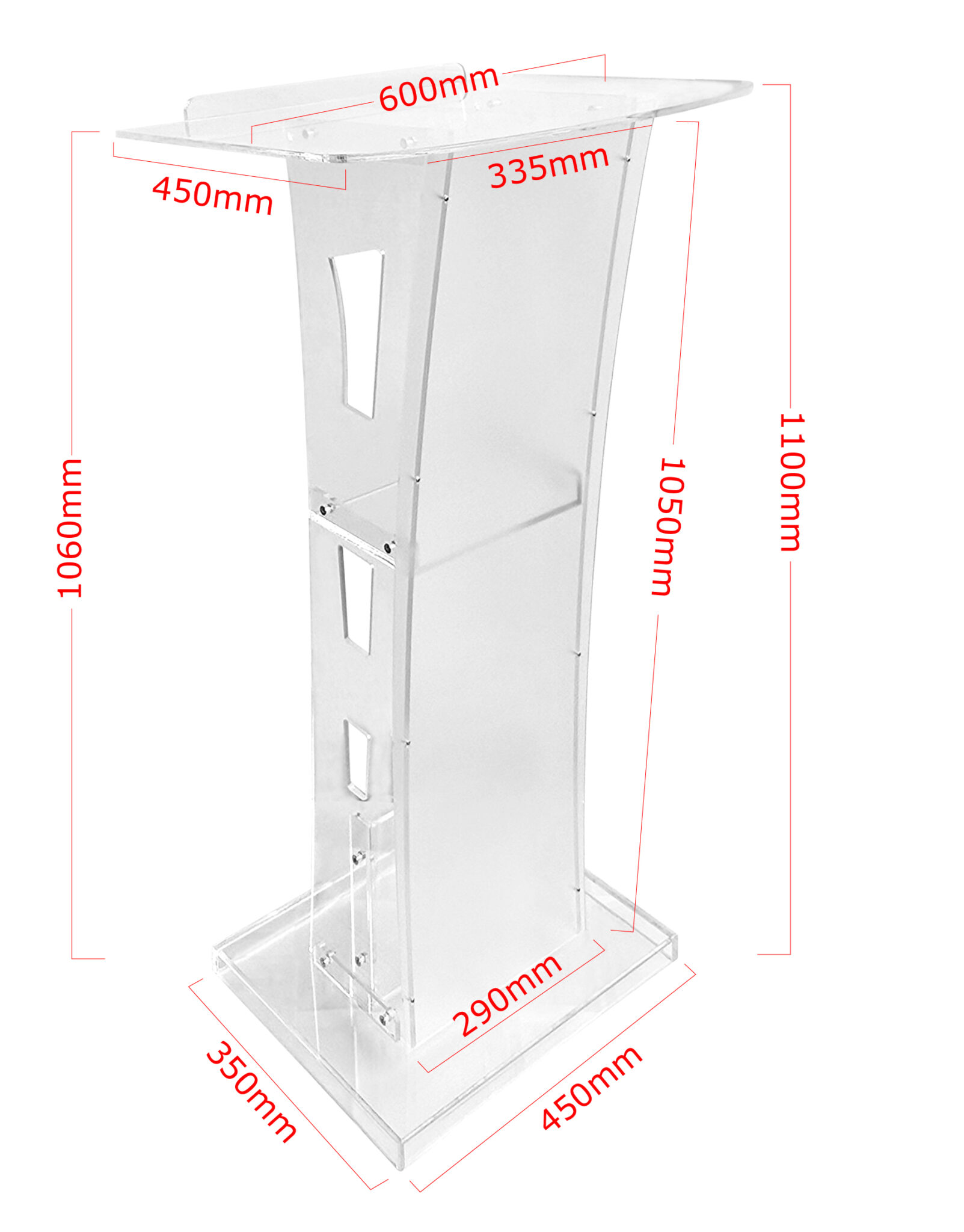 Classic Acrylic Rostrum [1100mmH] - Events Partner