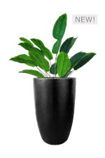 FAUX TRAVELLER'S PALM 80CM IN FIBRE LARGE BLACK PLANTER (FL82 - TPFLB)