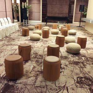 OB15 - B SILO KNITTED POUF OB6 - BR KRAFT STOOL BROWN