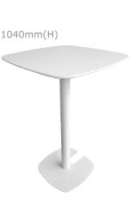 A Replica Fin Bar Table with a white base and a white top.