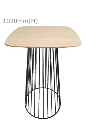 birdcage bar table black & squarish top wood