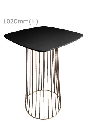 Birdcage Bar Table - Gold & Squarish Top - Black