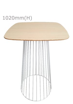 birdcage bar table white & squarish top wood