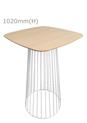 birdcage bar table white & squarish top wood