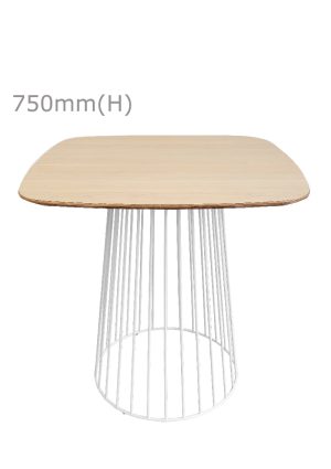 birdcage table white & squarish top wood