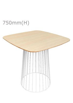 birdcage table white & squarish top wood