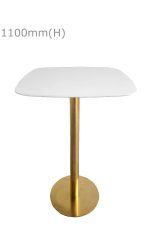 Cooper High Table - Gold & Squarish Top - White