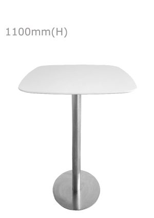 cooper high table silver & squarish top white