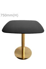 Cooper Round Table - Gold & Squarish Top - Black