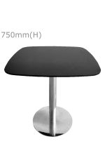 Cooper Round Table - Silver & Squarish Top - Black