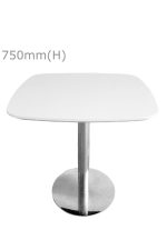 Cooper Round Table - Silver & Squarish Top - White