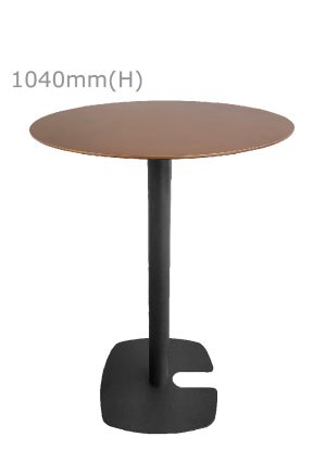 fin bar table black & round top copper gold