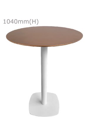 fin bar table white & round top copper gold