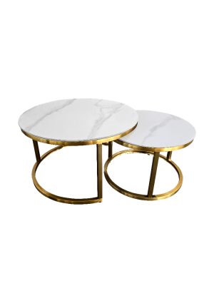 royale coffee table set marble white