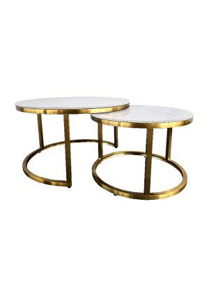 royale coffee table set marble white