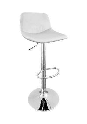 the space barstool™ white offers a modern design featuring a white faux leather seat chrome base footrest and a height adjustment lever