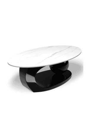 modern sintered stone coffee table globe black