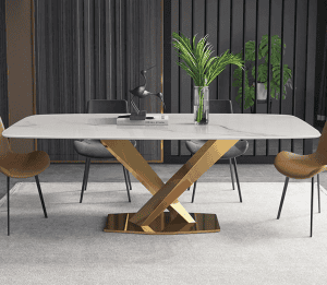 modern sintered stone dining table stratos gold