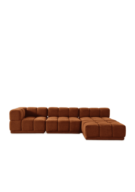 Scandinavian Teddy Fabric Modular L Shape Sectional Sofa CUBOID 3+L