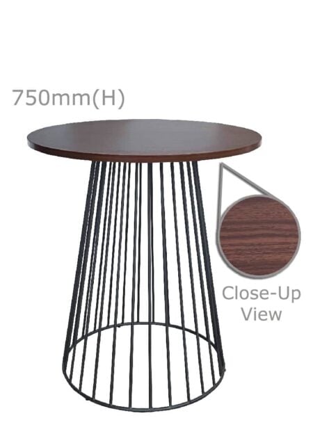BIRDCAGE TABLE - BLACK & ROUND TOP - WOOD (TB20 - B - RBR)
