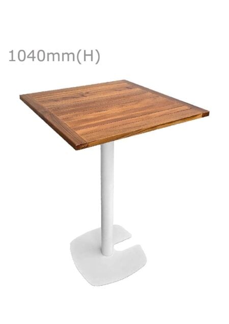 FIN™ BAR TABLE - WHITE & SQUARE TOP - TEAK WOOD (BT1 - W - STK)
