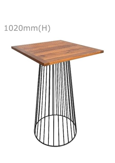 BIRDCAGE BAR TABLE - BLACK & SQUARE TOP - TEAK WOOD (BT5 - B - STK)