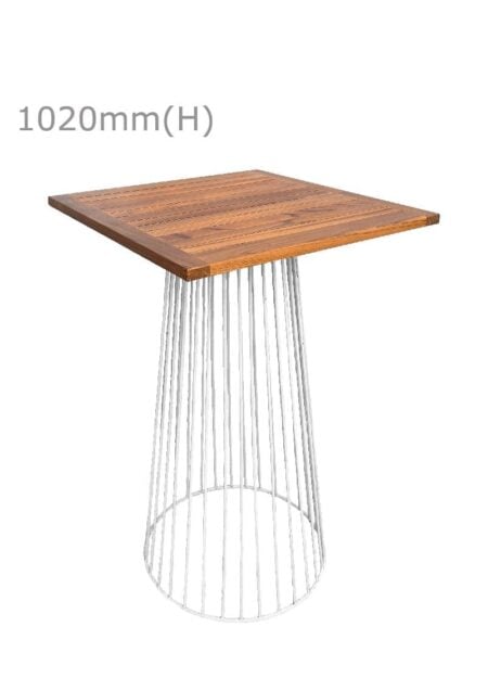 BIRDCAGE BAR TABLE - WHITE & SQUARE TOP - TEAK WOOD (BT5 - W - STK)