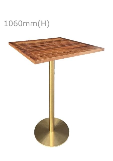 VALO BAR TABLE - GOLD & SQUARE TOP - TEAK WOOD (BT2 - G - STK)