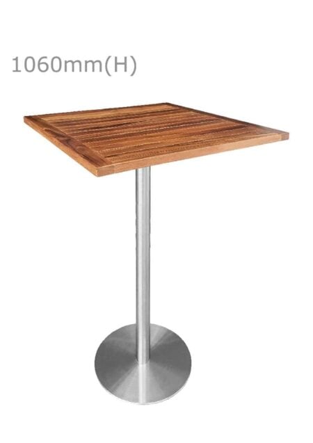 VALO BAR TABLE - SILVER & SQUARE TOP - TEAK WOOD (BT2 - S - STK)