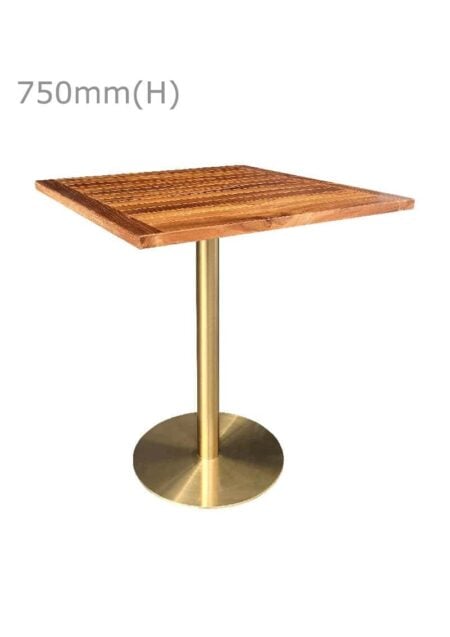 VALO MEETING TABLE - GOLD & SQUARE TOP - TEAK WOOD (TB27 - G - STK)