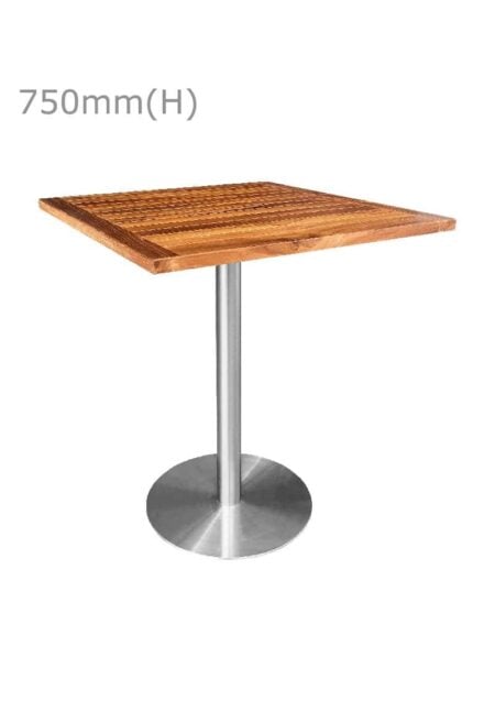VALO MEETING TABLE - SILVER & SQUARE TOP - TEAK WOOD (TB27 - S - STK)