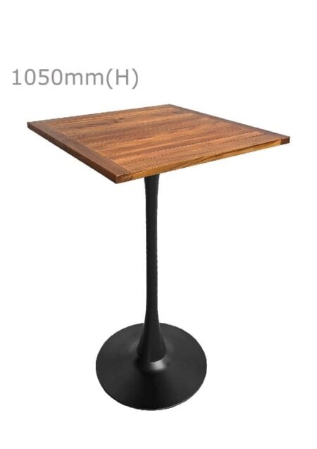 TULIP BAR TABLE - BLACK & SQUARE TOP - TEAK WOOD (BT10 - B - STK)