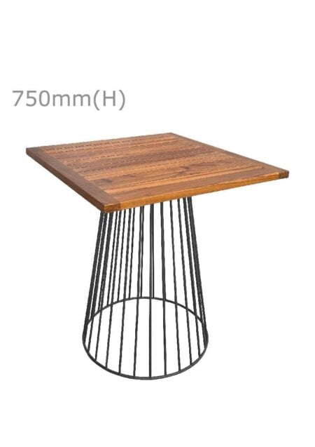 TULIP TABLE - BLACK & SQUARE TOP - TEAK WOOD (TB20 - B - STK)