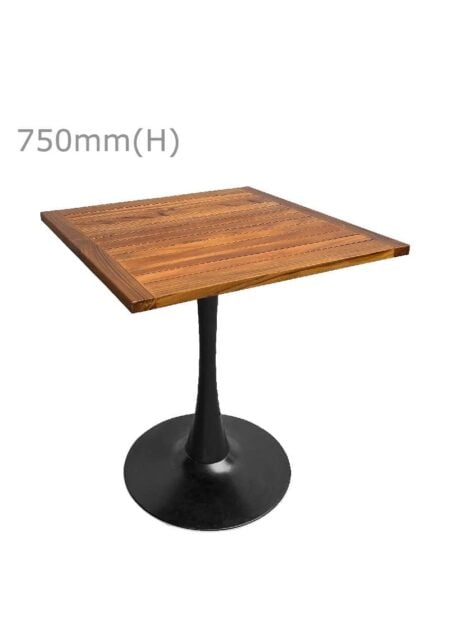 TULIP TABLE - BLACK & SQUARE TOP - TEAK WOOD (TB5 - B - STK)
