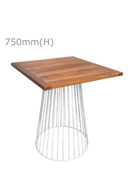 TULIP TABLE - WHITE & SQUARE TOP - TEAK WOOD (TB20 - W - STK)