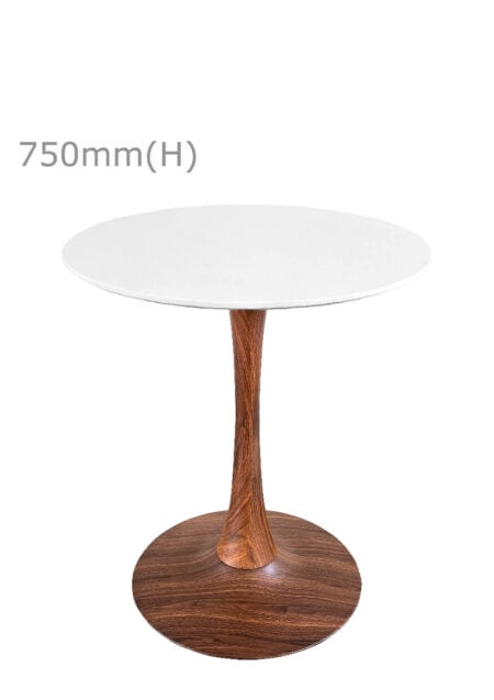 TULIP TABLE - WOOD & ROUND TOP - WHITE (TB5 - BR - RW)