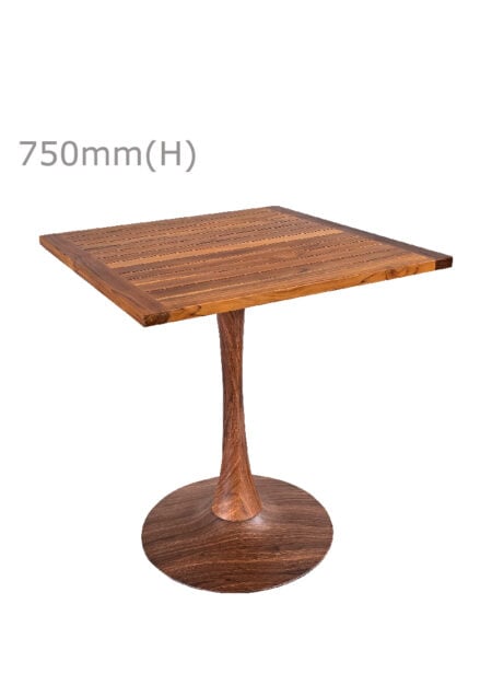 TULIP TABLE - WOOD & SQUARE TOP - TEAK WOOD (TB5 - BR - STK)
