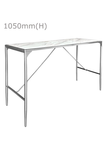 LUXCO™ ATELIER LONG BAR TABLE - SILVER & BIANCO WHITE (BT14 - LSW)