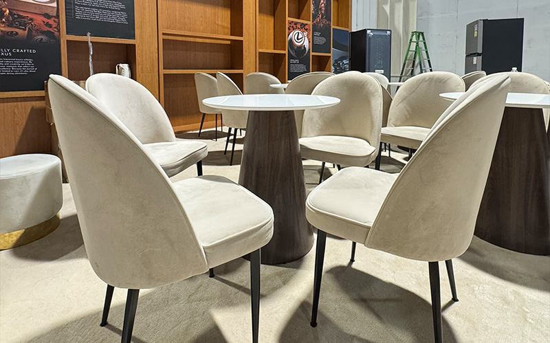 Modern lounge seating in a networking zone.
